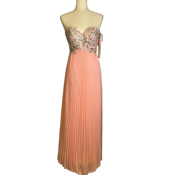 sachin and babi light blue dress Tony Bowls‎ Orange Pink Sequined Dress Pageant Prom Wedding 114L05 NWT Size  2
